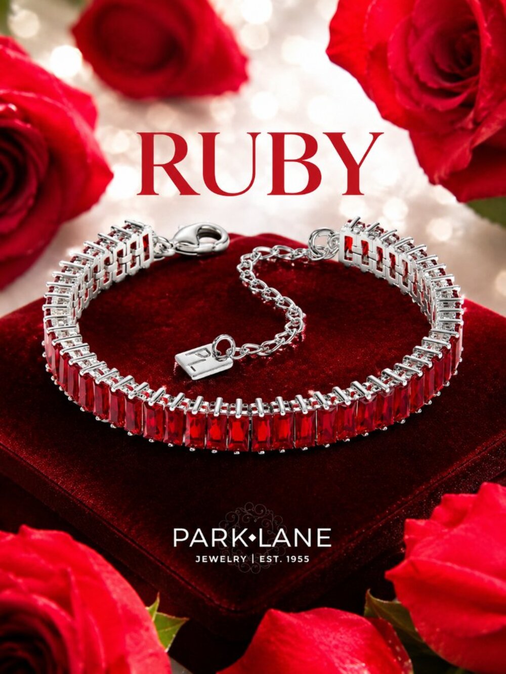 Park Lane Ruby Baguette Impression Tennis Bracelet - Picture 2 of 6